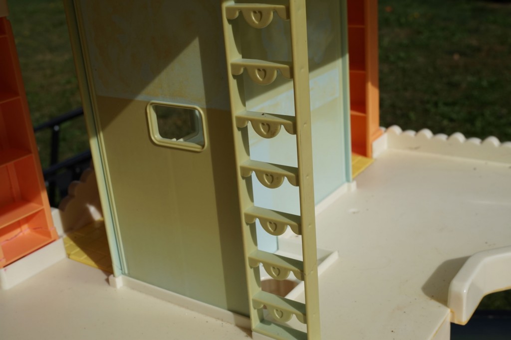 The Playskool Victorian Dollhouse, before bleaching. The yellowing occurred on all the exposed areas.