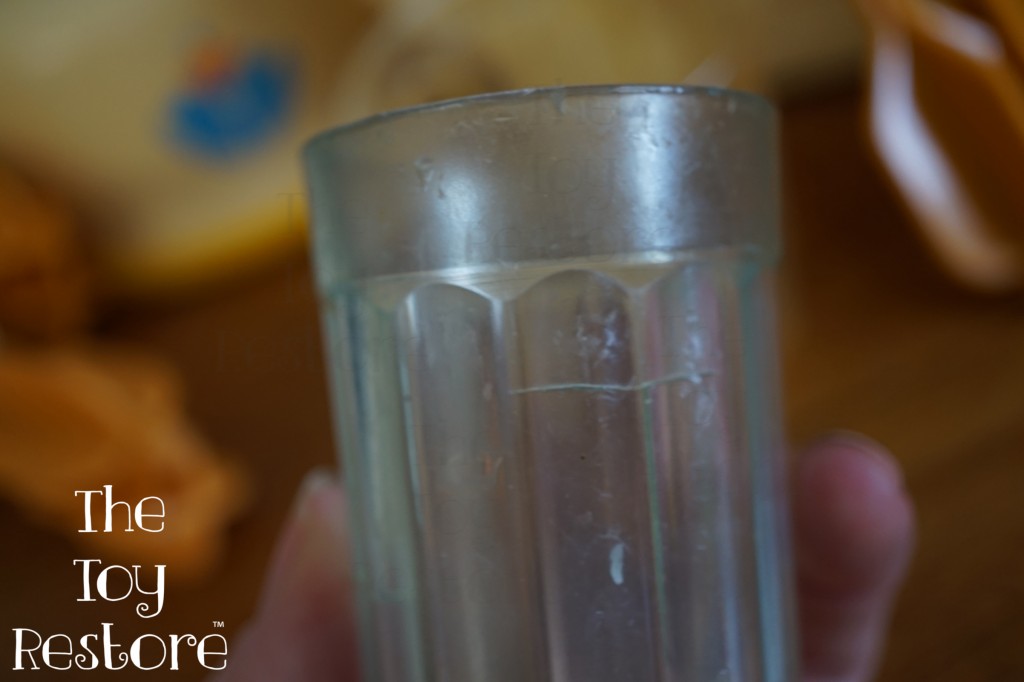 Bleached out clear Vintage Fisher Price Fun With Food Glass becomes brittle, and cracks easily.