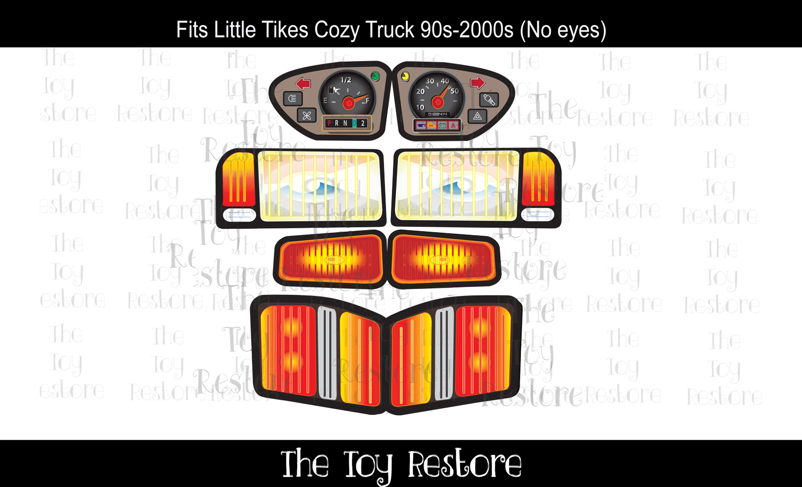 Decals Fits Little Tikes Cozy Coupe Truck (No eyes)
